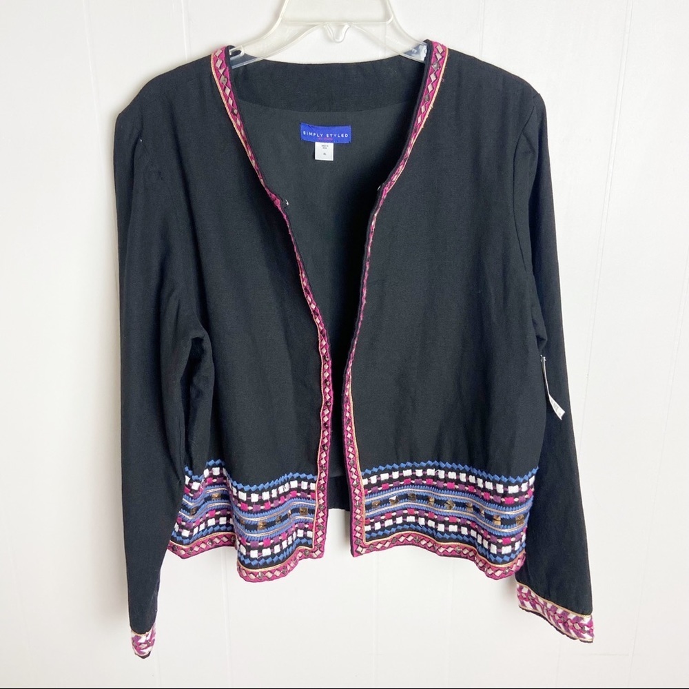Vintage Simply Styled Boho Black Jacket Blazer New Size XL